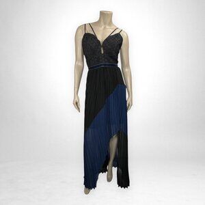 FOXIEDOX XL  Blue Nealea‎ Pleated Chiffon Maxi Gown Formal Dress Evening Holiday